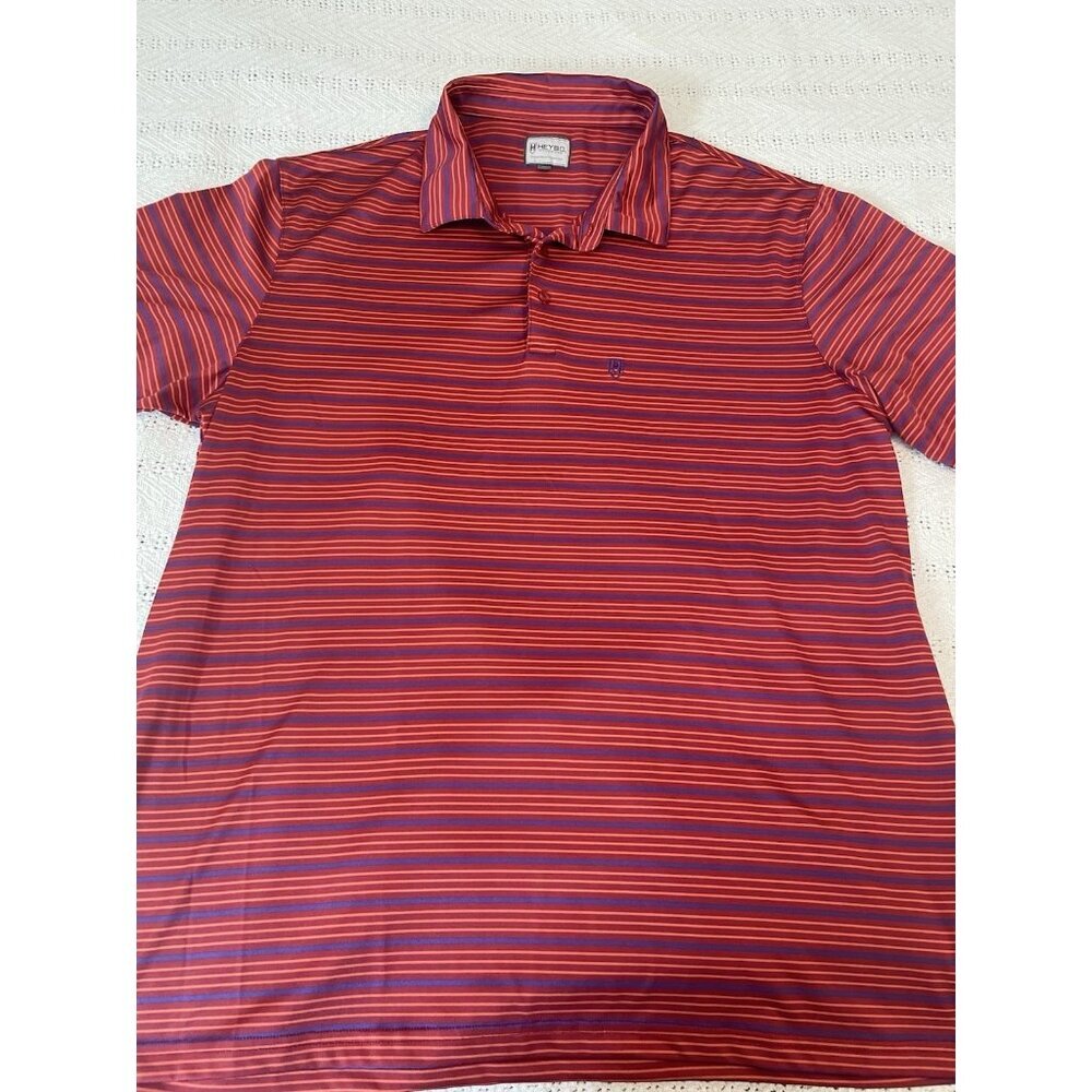 Heybo Outdoors shirt xl x-large Polo‎ Red purple orange Stripe men's preppy golf